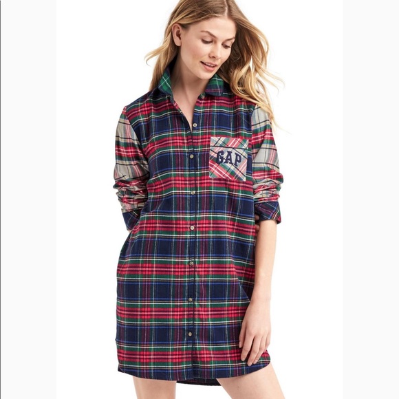 ~NWT WOMENS GAP BODY LOUNGE JAMMIE PJ LONG SLEEVE BLUE SHIRT~BUTTON UP new
